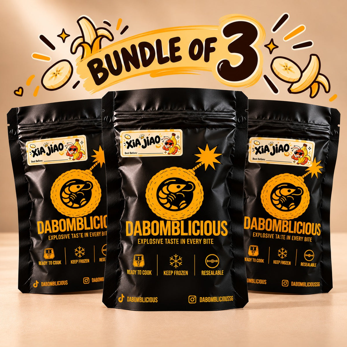 [DABOMBLICIOUS] BUNDLE OF 3 Xia Jiao Banana Heipiah